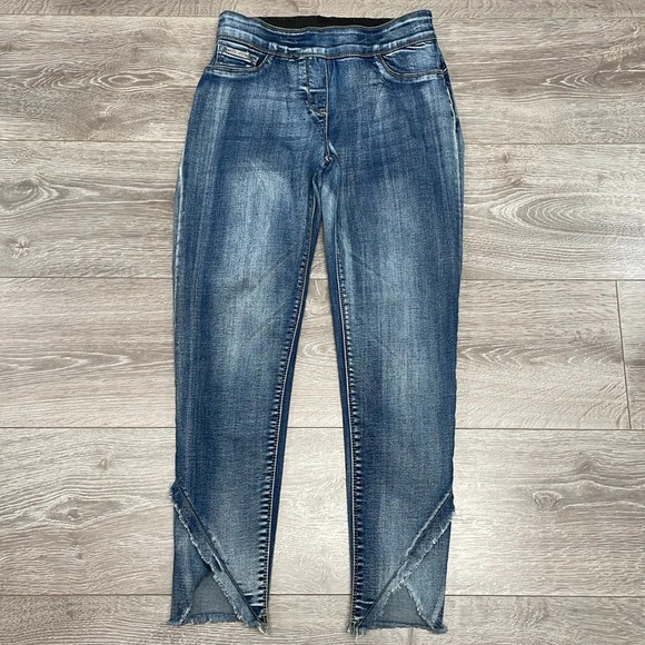 Coco + Carmen OMG Pull On Skinny Ankle Crossover Fringe Hem Jeans S - Picture 8 of 16